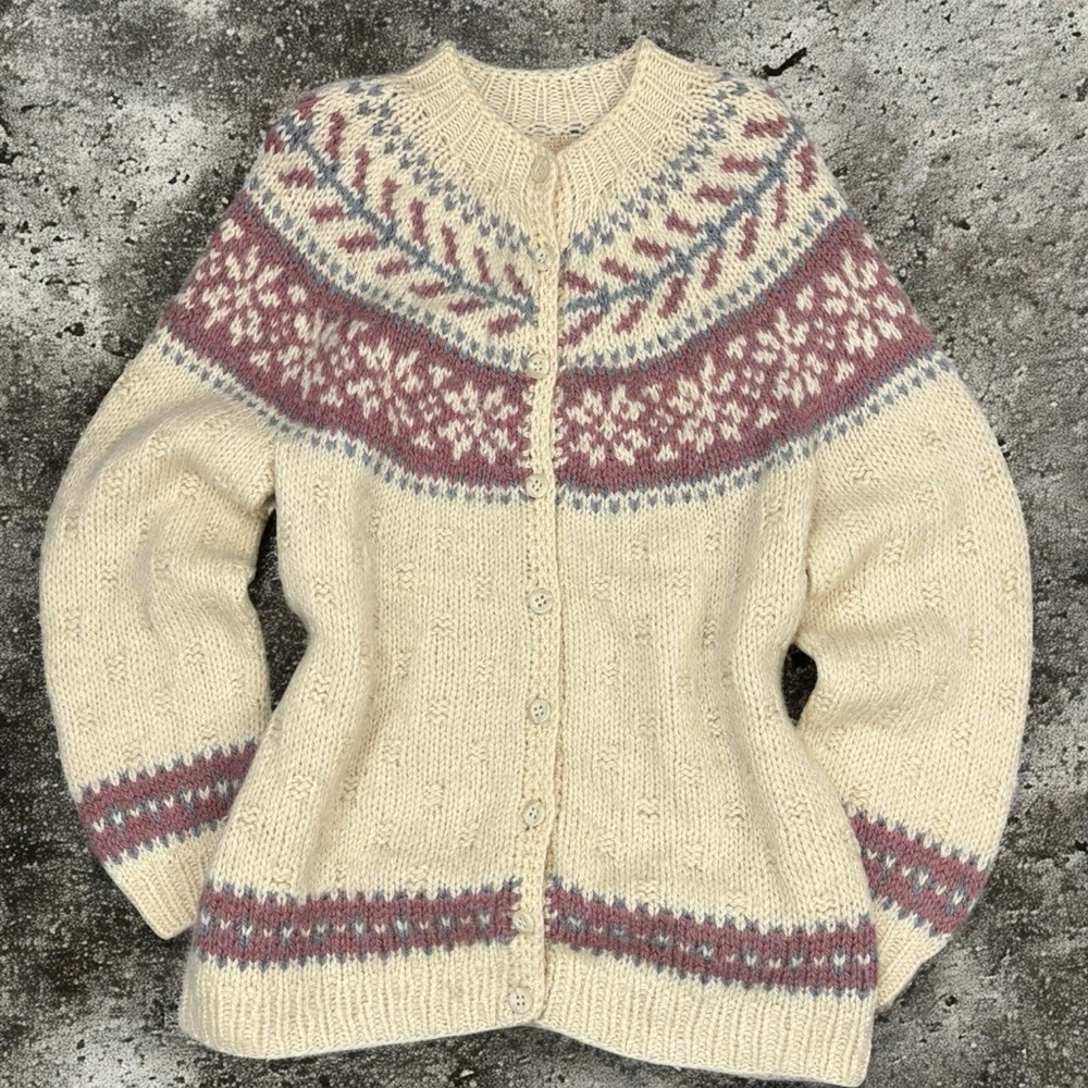 Winter Nordic Tribal Wool Sweater Cardigan L.L Bean Inspired